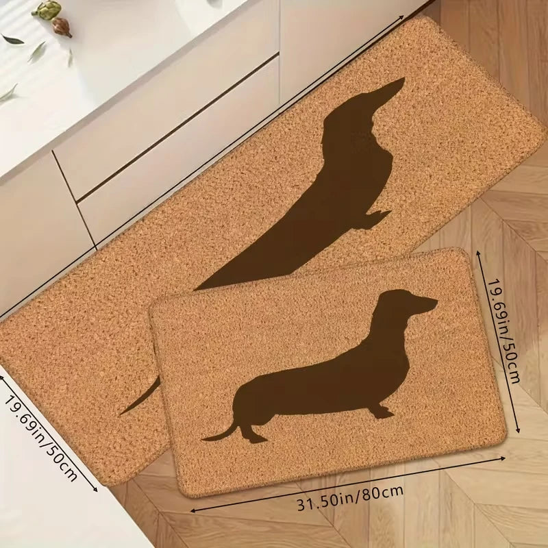 tapis sol marron chien silhouette moderne antidérapant polyester 40x60cm 50x80cm