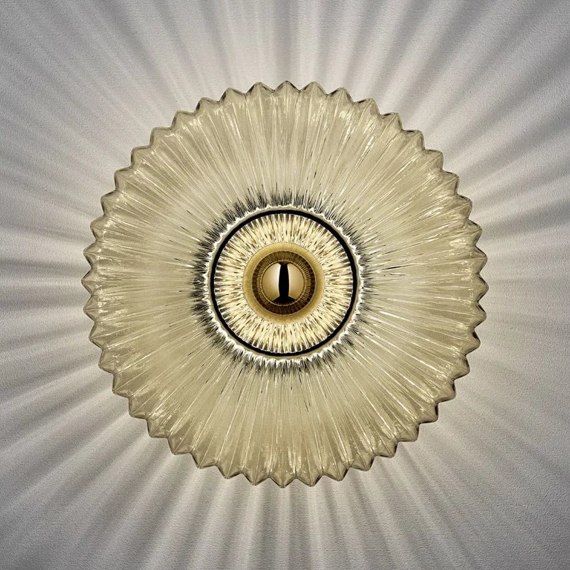lampe moderne élégante rayures concentriques blanc doré chambre salon entrée