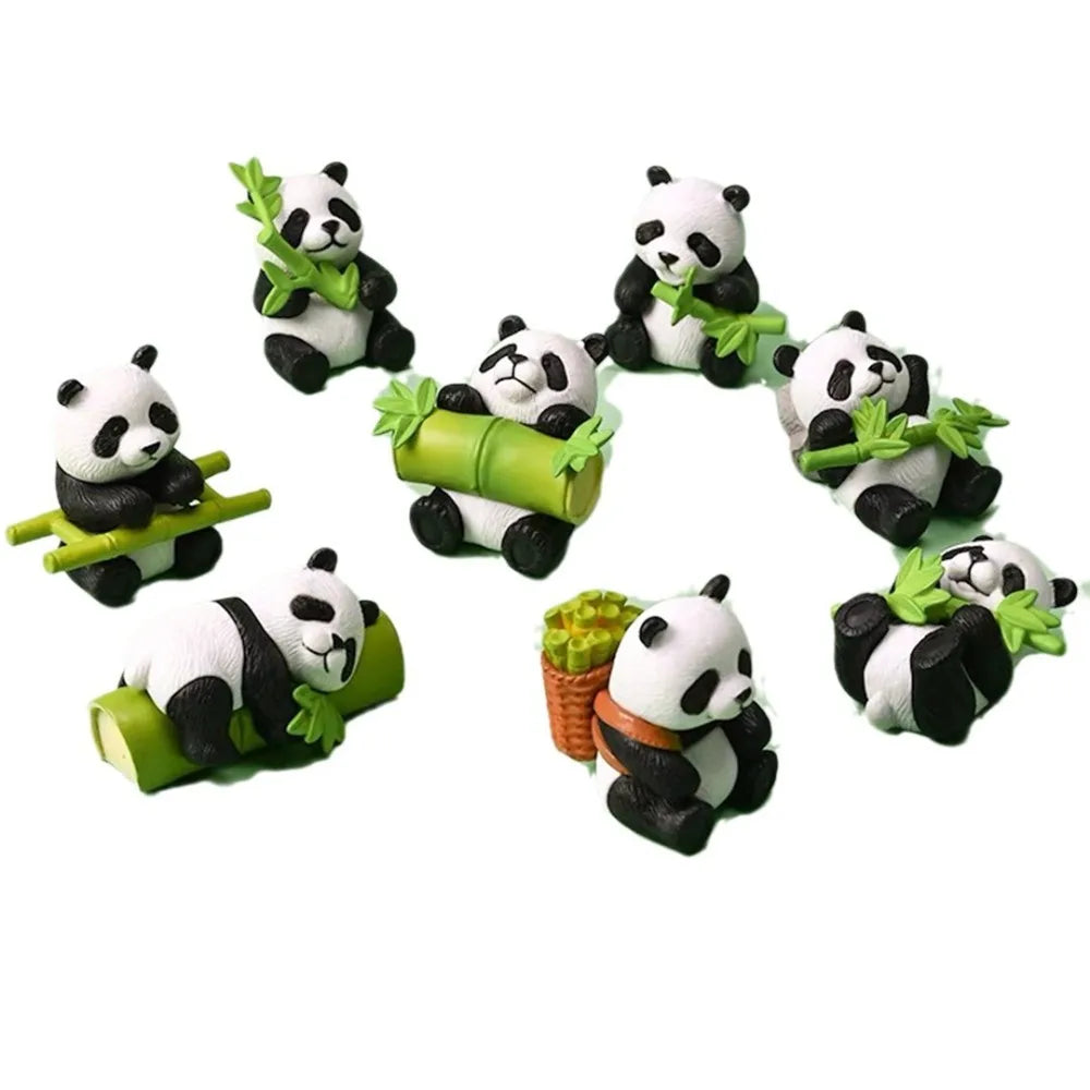 ornements paysagers pandas compagnons figurines cartoon mignon panier bambou pvc opaques