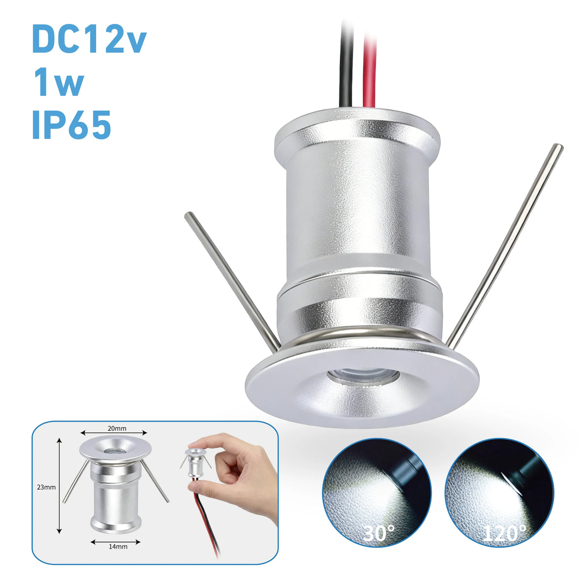 Spot LED argent noir blanc mat moderne ip65 1w 12v waterproof 480mm