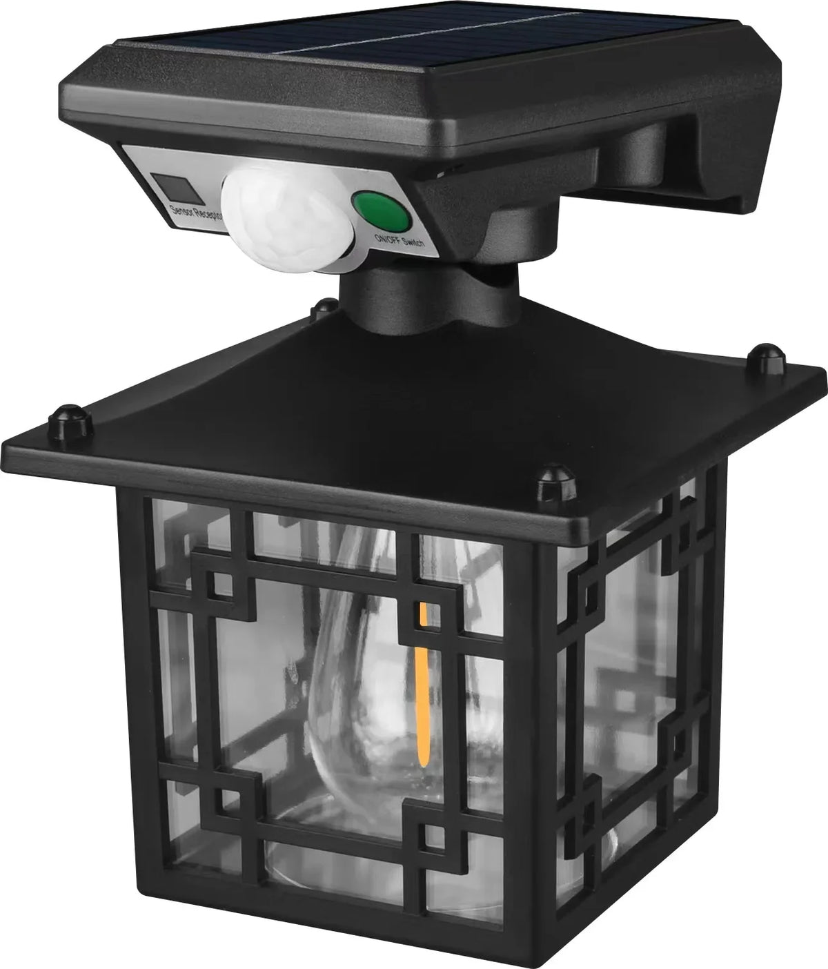 lampe murale solaire ip65 étanche led noir cadre doré verre opalin rétro capteur mouvement