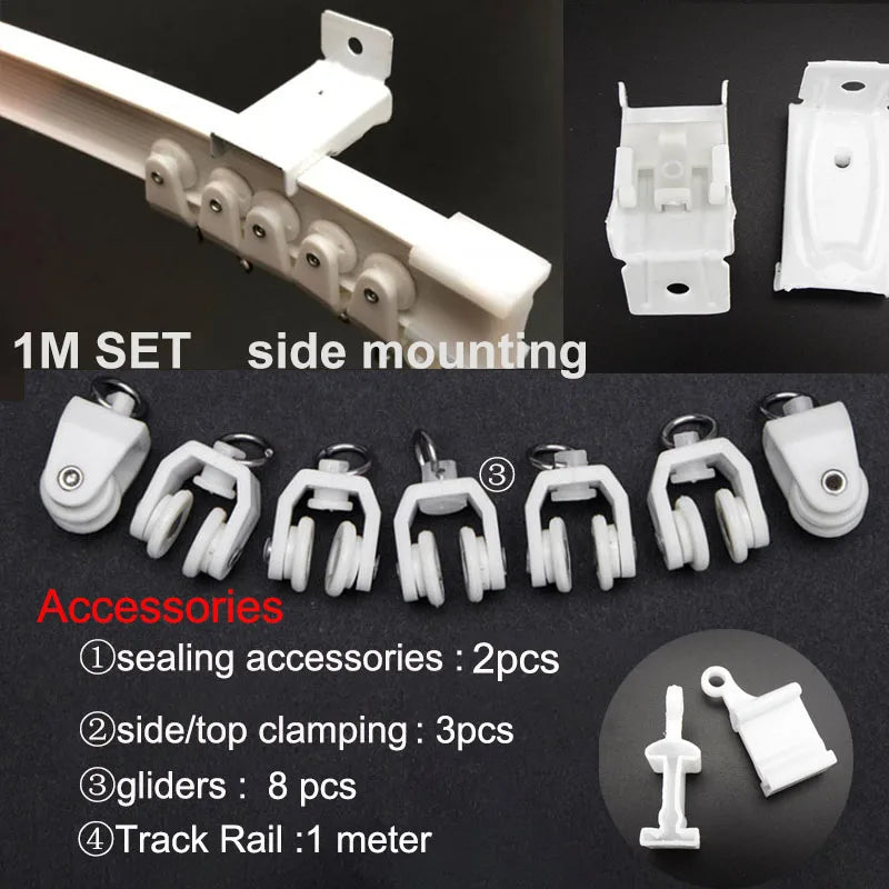 rideau glissière blanc moderne clips top clamping glissière flexible plastique 1m 2m 3m