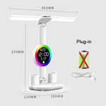 lampe rechargeable moderne horloge ventilateur blanc porte stylos
