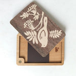 porte cartes bois floral motifs animaux clips minimaliste