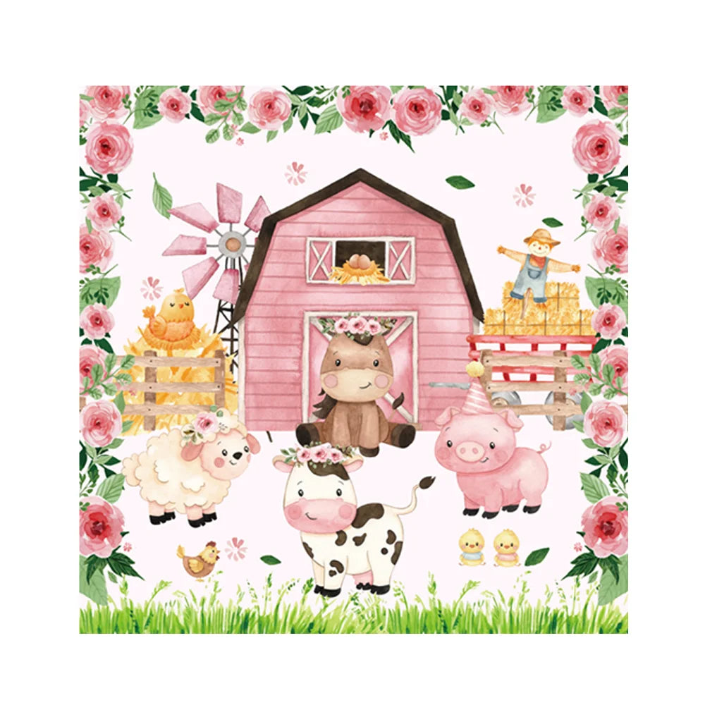 cartes postales illustrations animaux mignons fleurs dessin animé décoration fête anniversaire enfant