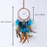 attrape rêves ethnique boho chic plumes colorées marron décoration murale moderne