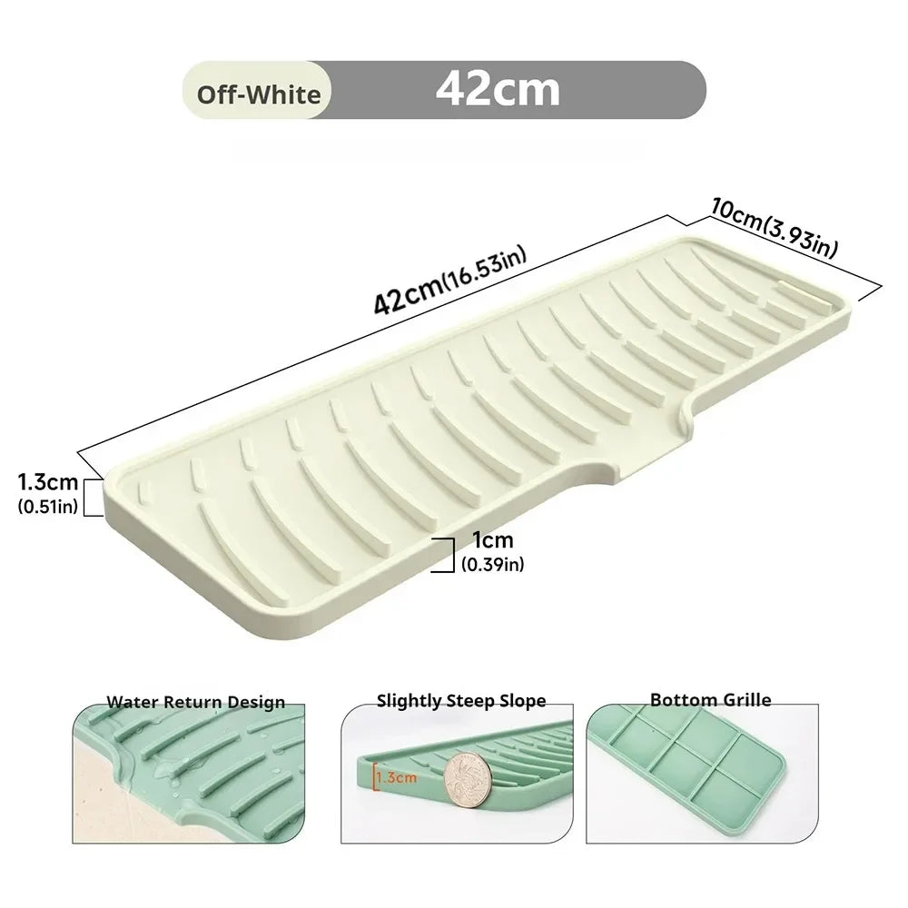 tapis lavage évier silicone gris vert beige moderne respectueux environnement 42x10cm