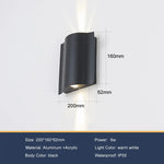 lampes murales extérieures noir ondulées ip55 6w 12w 18w moderne aluminium