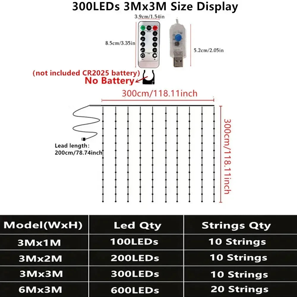 rideau lumineux led rose translucide moderne 300cm 300cm télécommande usb