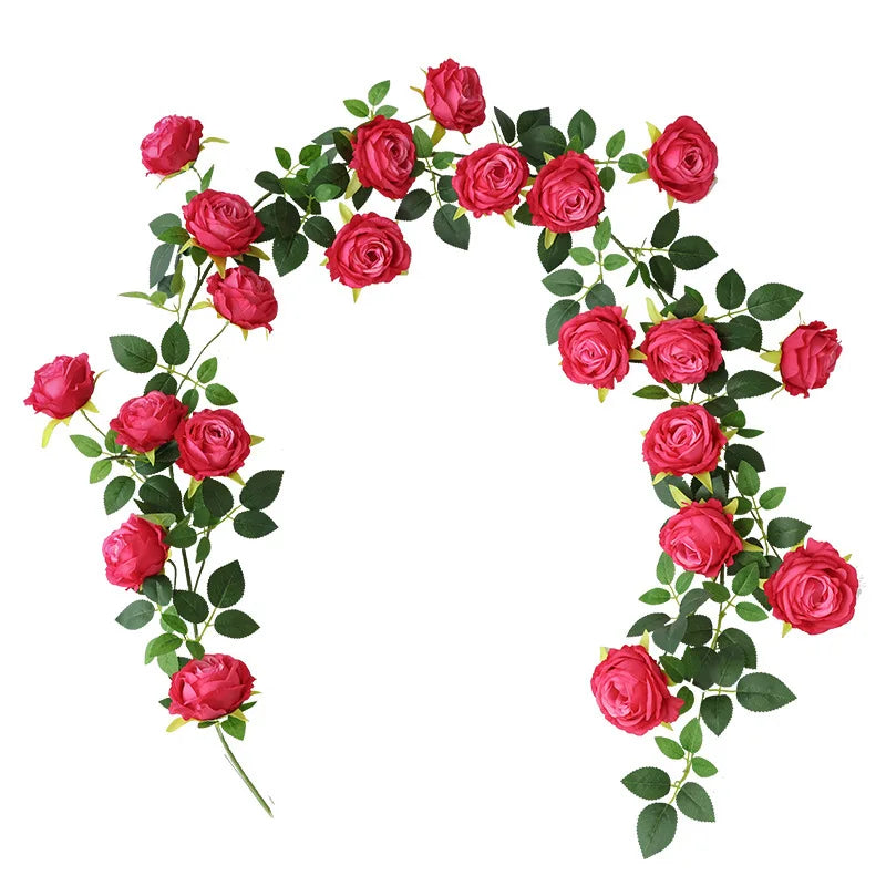 guirlande fleurs artificielles roses bouquet rouge rose blanc decoration intérieure moderne