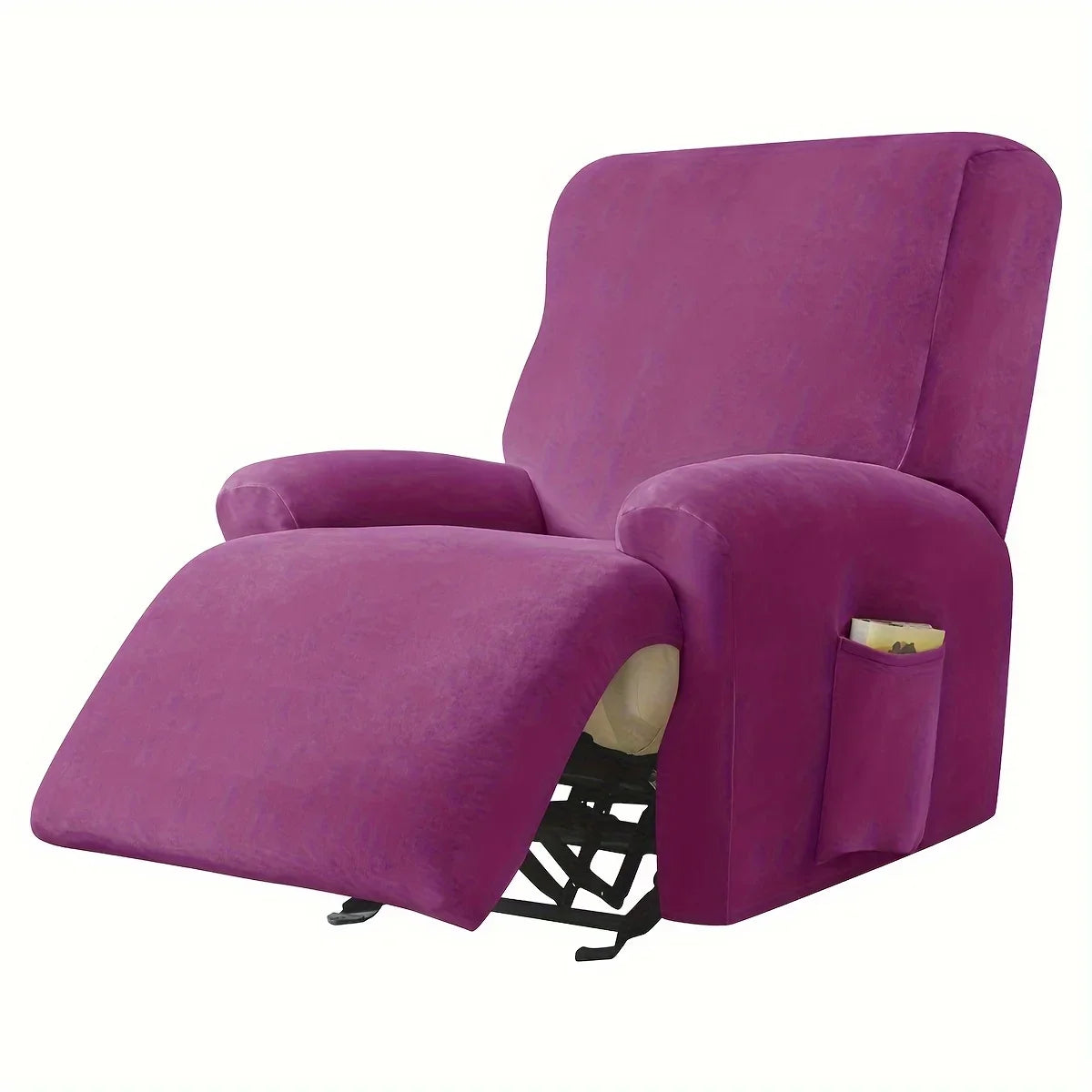 housses fauteuil beige gris bleu marine velours doux moderne confortable machine lavable anneaux fixations