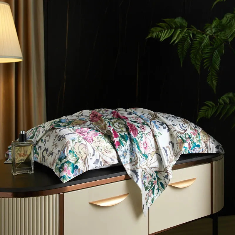 drap lit vert clair blanc motif feuilles bambou coton doux coton naturel
