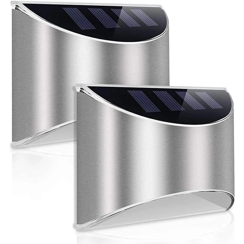lampe solaire murale argentée moderne adhésive led ip55 extérieure jardin patio