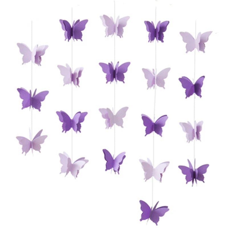 guirlande papillons 3d rouge jaune vert bleu violet rose orange anniversaire mariage fête
