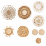 assiettes décoratives boho spirales franges naturel beige noir blanc rustic murales tressées