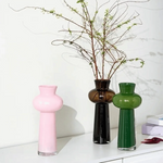 vase transparent moderne vert rose noir fleurs artificielles grande taille