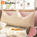 coussin décoratif solide floqué côtelé pompons beige rose gris lit tête lit
