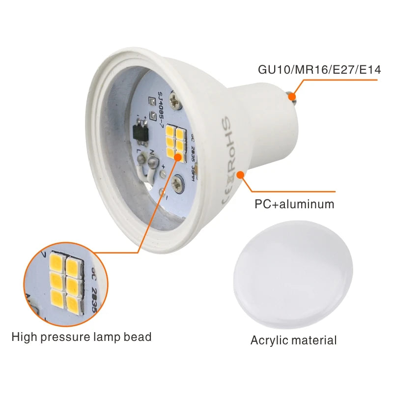 ampoules led blanc froid 120deg mat modernes e14 e27 gu10 mr16 opaques 50000hrs