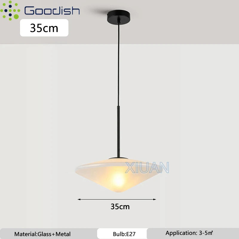 suspension lumineuse moderne minimaliste abat jour verre opaque lumière chaude diamètre 35cm câble chambre