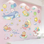 stickers muraux animaux cartoon multicolores enfants deco chambre salon adhésifs