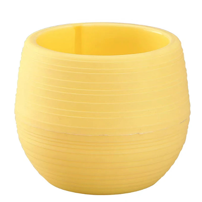 cache pot résine coloré moderne rayures horizontales plante succulente bleu blanc jaune rouge vert