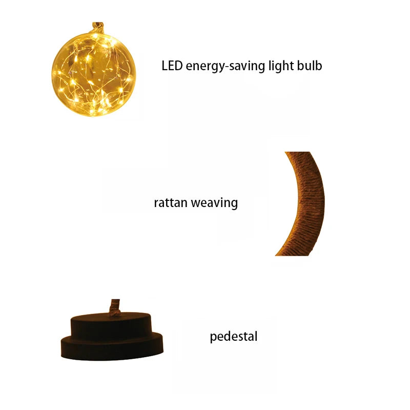 lampe décorative lune LED transparente bohème chaleur chambre coucher festive