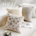 coussins décoratifs moderne fleur motif floral minimaliste polyester non toxique respectueux environnement beigeclair