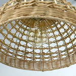 lampe suspendue moderne rotin naturel beige ampoule filament motifs géométriques rustique cordelette facile