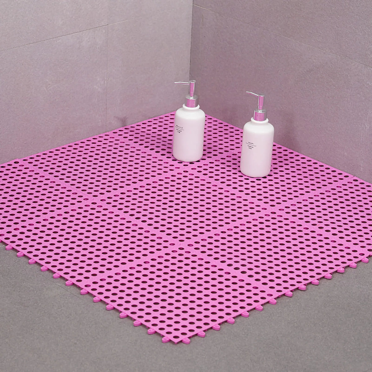 tapis salle bain blanc bleu turquoise vert gris jaune rose moderne minimaliste petits trous