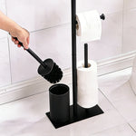 support toilette moderne noir acier inoxydable plaque carrée rouleaux papier toilette brosse wc plateau