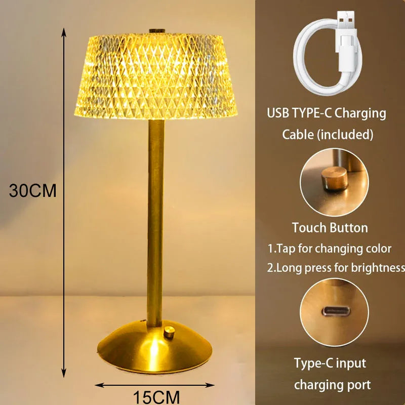 lampe table led rechargeable or blanc abatjour geometrique moderne portableôtel chambre restaurant