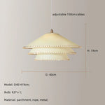 lampe suspendue moderne beige clair bord doré chaîne métallique 40cm 50cm 60cm lumière chaude