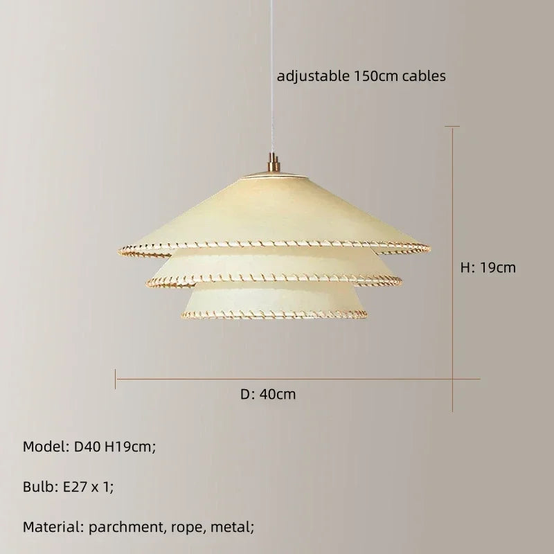 lampe suspendue moderne beige clair bord doré chaîne métallique 40cm 50cm 60cm lumière chaude