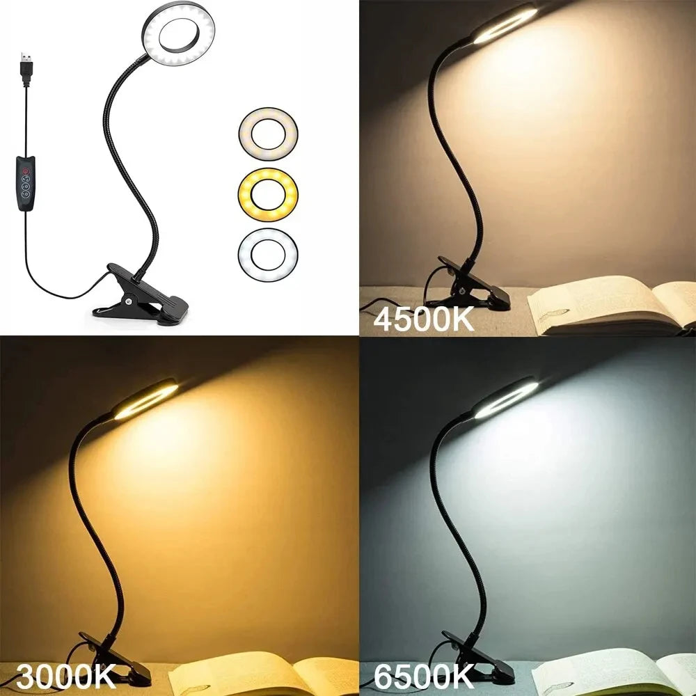 lampe led flexible pince usb noir moderne interrupteur tactile rechargeable 360degrotation chargeusb