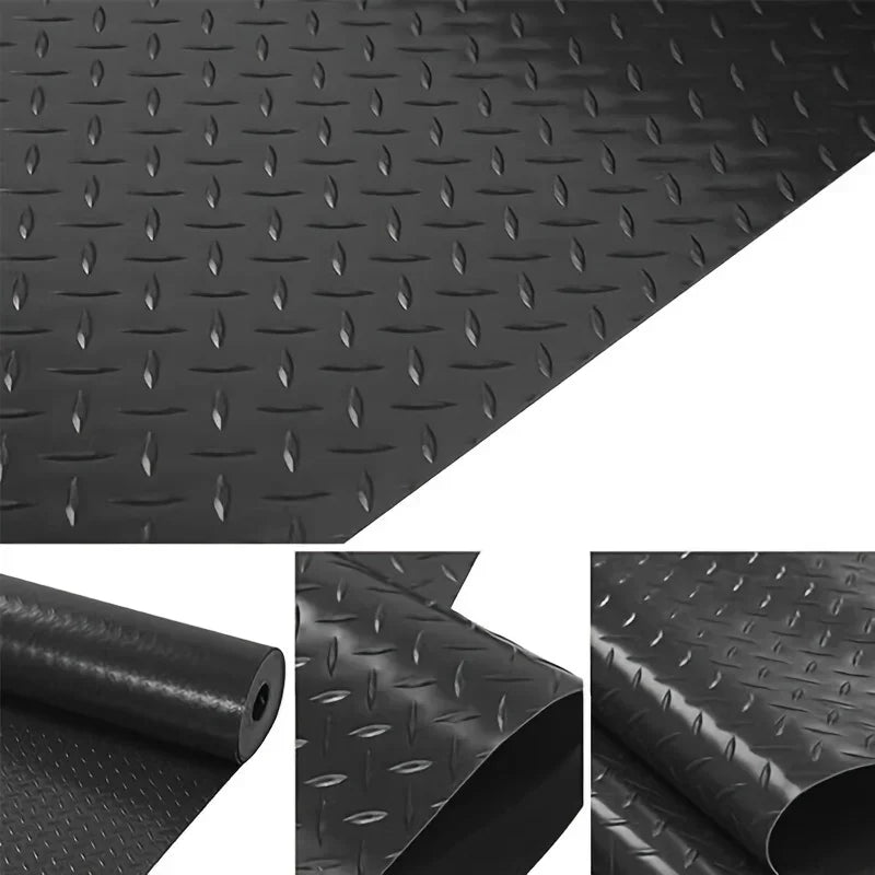 tapis sol noir diamanté moderne résistant corrosion garage salle sport 100x180cm