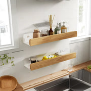 Étagère à épices murale en bois sans perçage pour cuisine et salle de bain - Organisation optimale