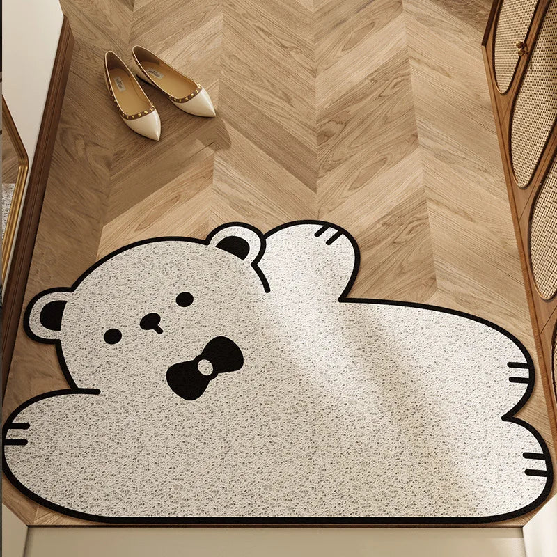 tapis salle bain antidérapant motifs animaux polyester microfibre blanc noir gris beige marron opacité