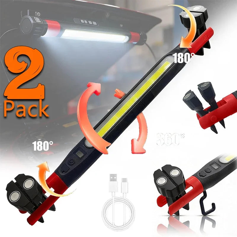 lampe torche rechargeable led noire rouge base pivotante 360° magnétique urgence camping