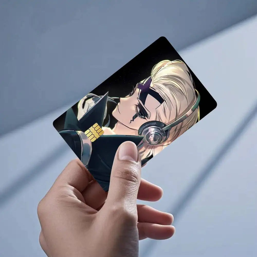 autocollant carte bancaire imperméable réutilisable personnage anime stanley snyder dr stone bleu noir