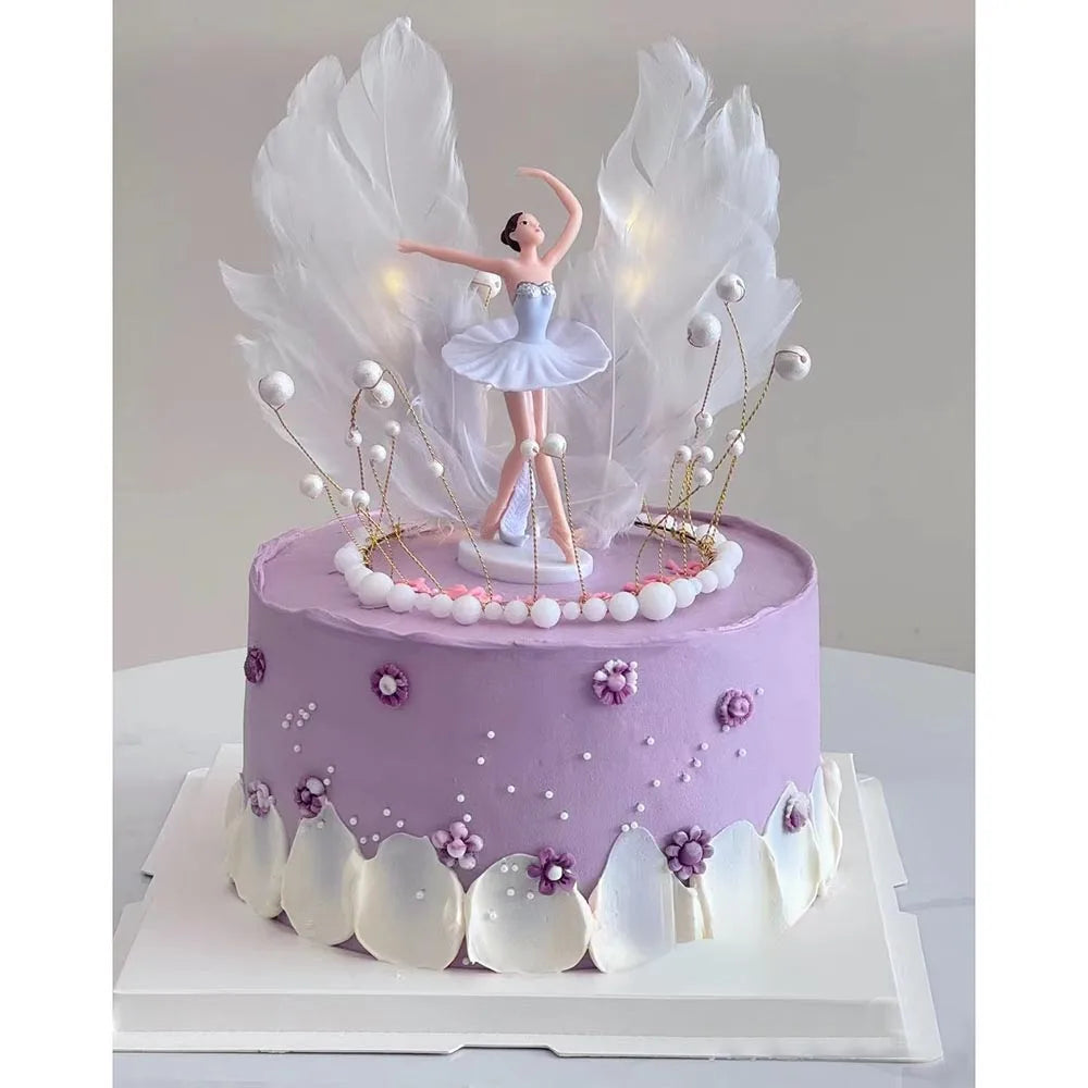 figurines danseuses blanches roses dorées plumes papillons classiques anniversaire mariage fêtes