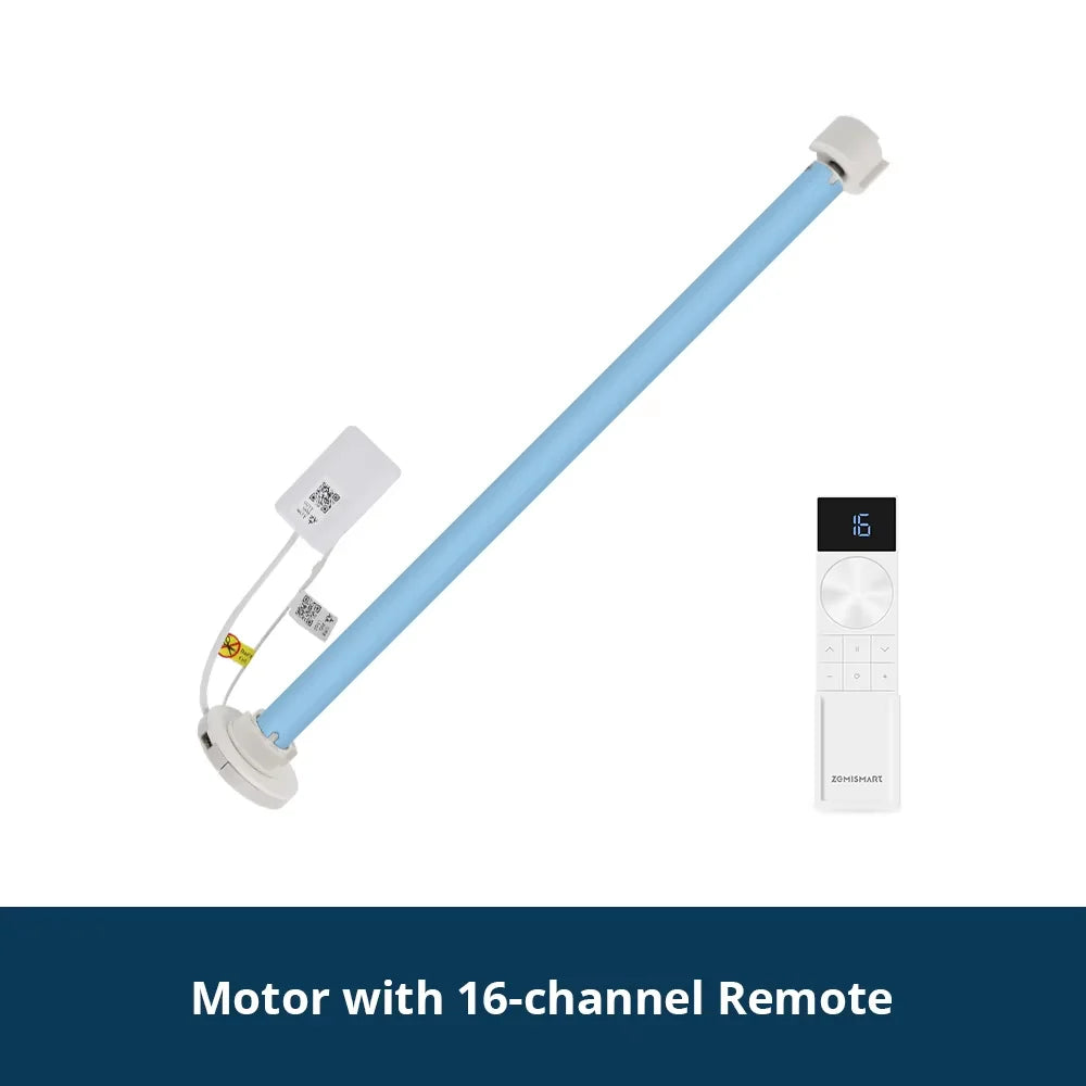 motrice store roulant blanc bleu rayures horizontales moderne affichage led module zigbee batterie intégrée