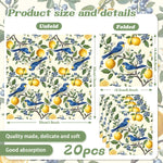 serviettes papier motif oiseaux citrons fleurs bleu jaune vert blanc 20 40 60 pièces