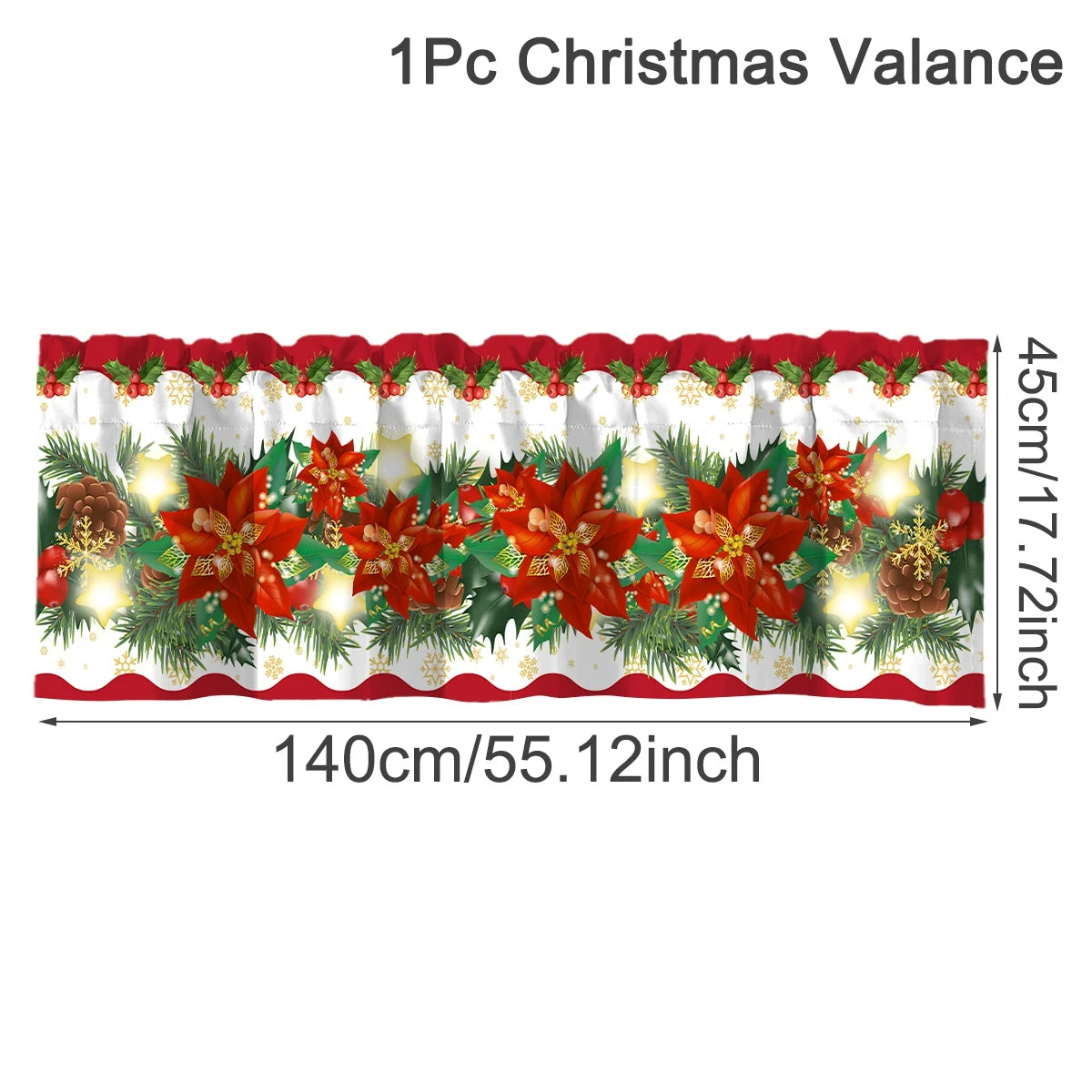 rideau noël blanc motifs flocons arbres eyelets polyester opaque traditionnel