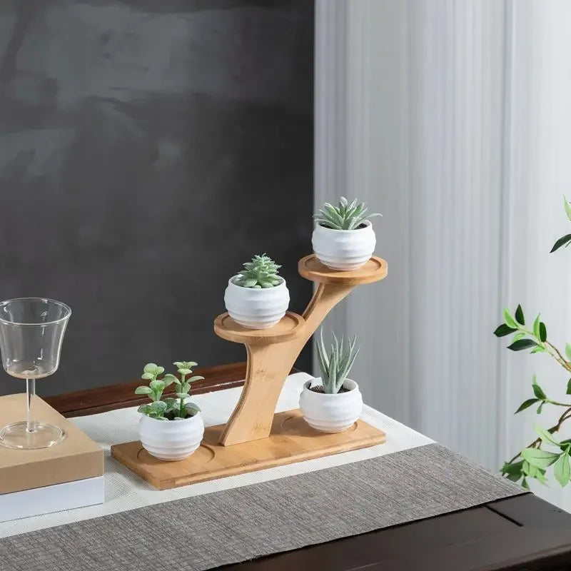 support plantes bois naturel blanc pots céramique minimaliste décoration intérieure moderne élégante zen
