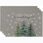 serviettes table noël flocons arbre bonhomme merry christmas let it snow gris rouge vert