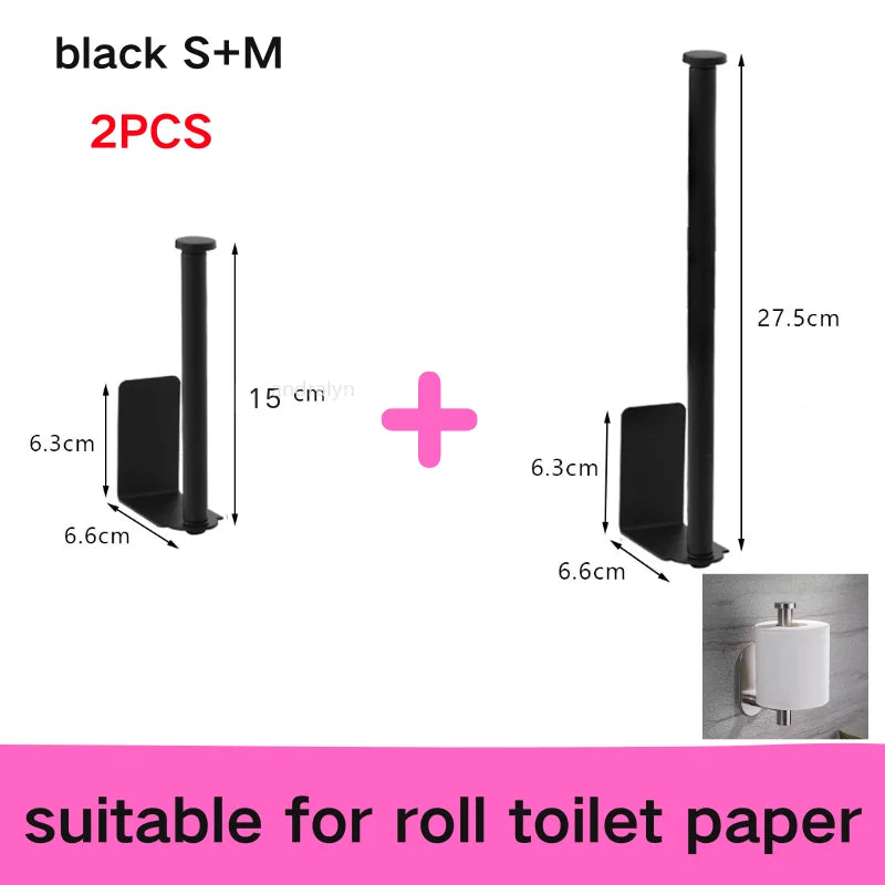 porte serviettes porte papier toilettique acier inoxydable réutilisable moderne clips crochets noir multifonctionnel sans