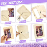 cadres photo bois rustiques couleurs vives motifs végétaux DIY peinture inclusion supports triangulaires