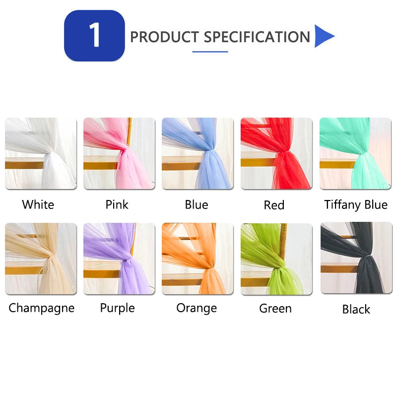 rideau tulle transparent blanc rose bleu rouge violet orange vert mariage événement anniversaire festive