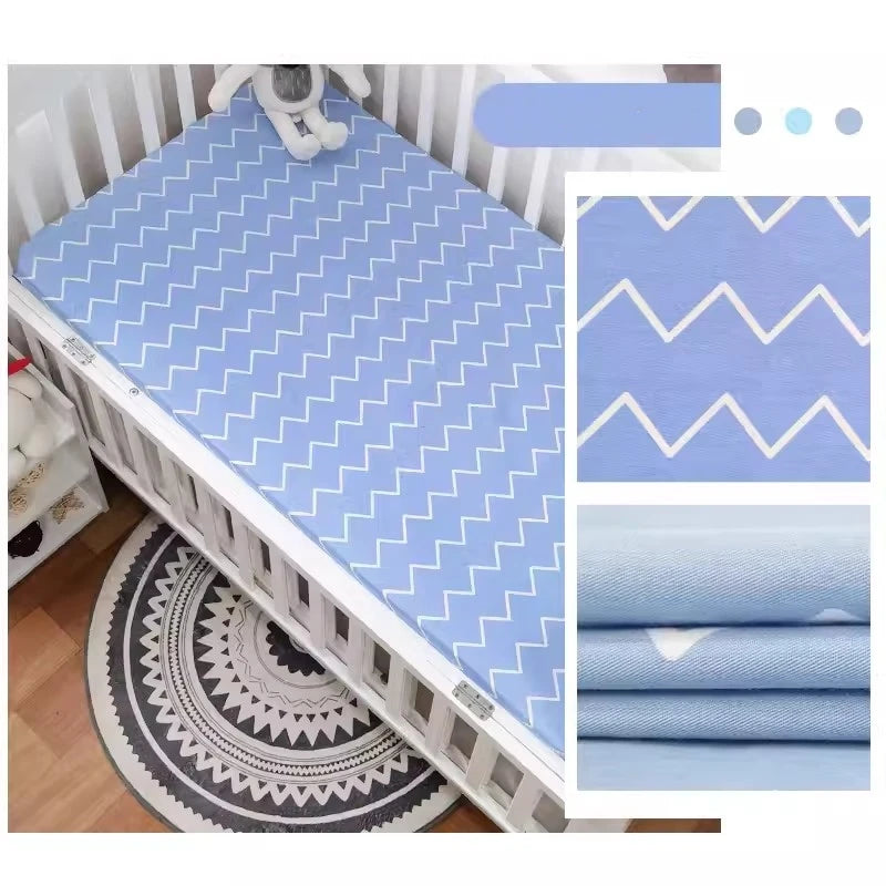 ensemble literie bébé coton motifs animaux ours étoiles protections matelas coussin bleu clair blanc