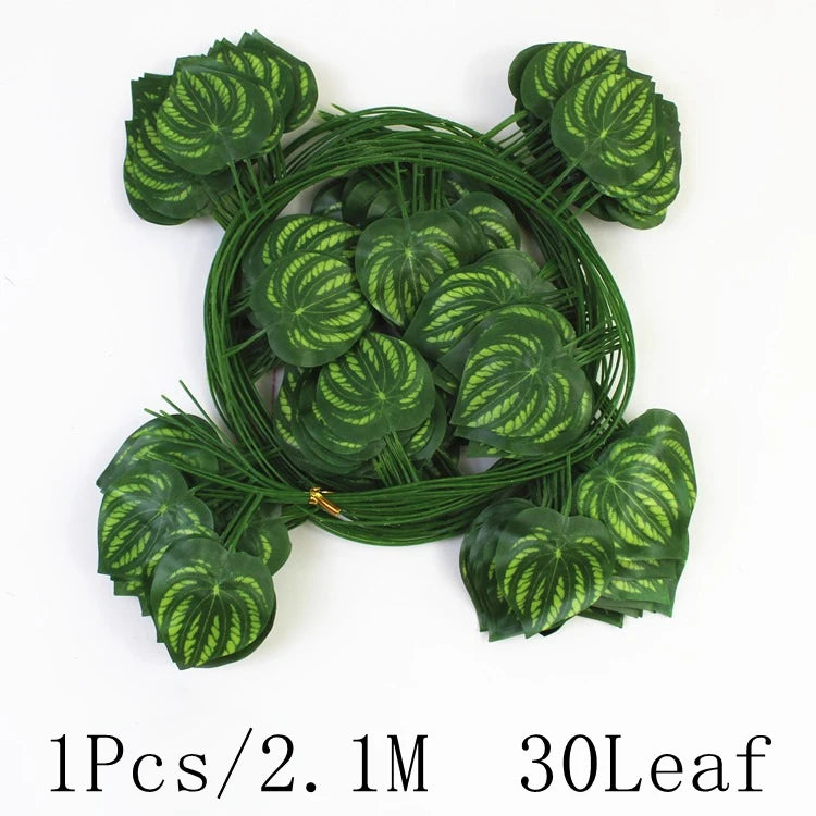 guirlande végétale artificielle feuilles vert naturel decoration extérieure mariage fête thanksgiving christmas party hanging